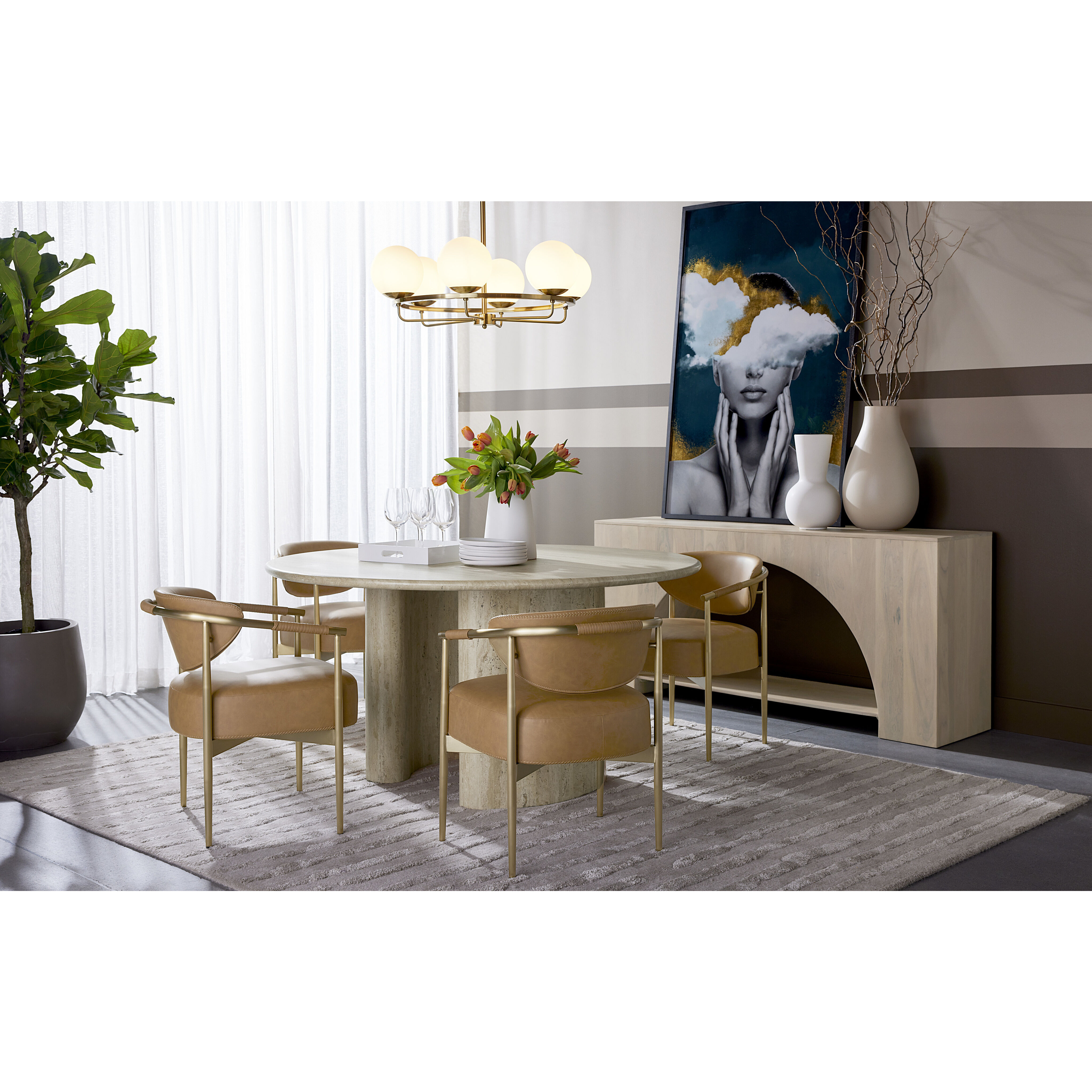 Heloise Milliken Cognac Dining Armchair